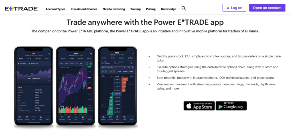 eTrade mobile trading app
