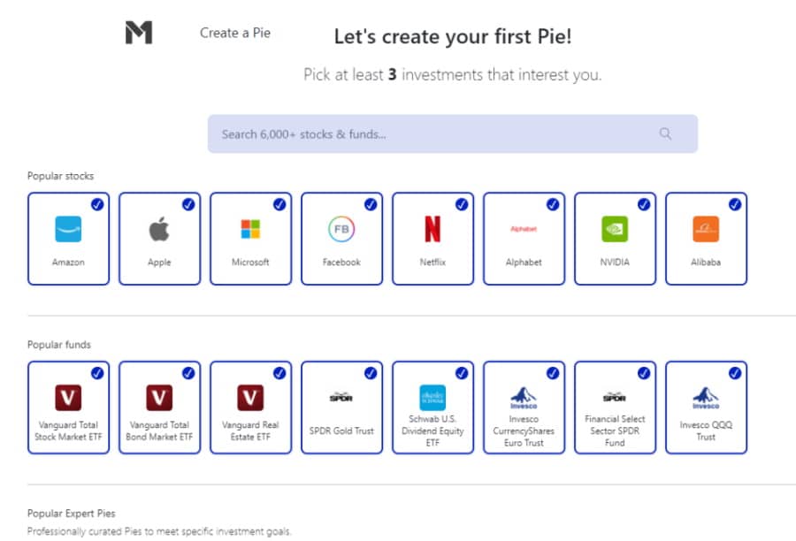 M1 Finance Investment Pie