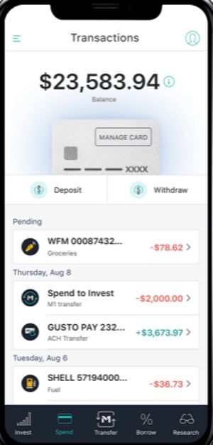 M1 Finance mobile app