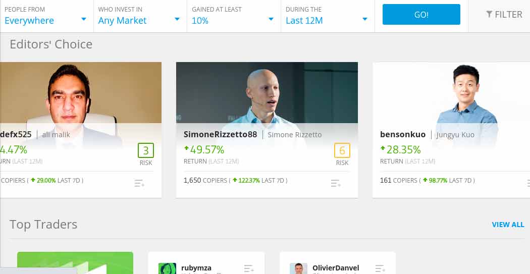 eToro top social trading platform