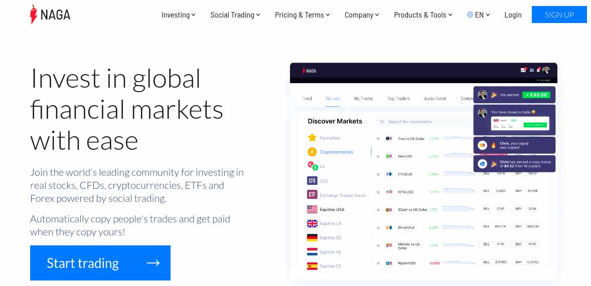 NAGA social trading platforms