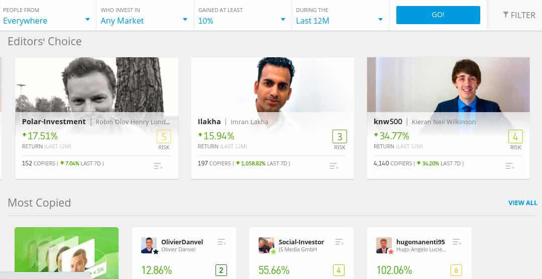social trading on eToro