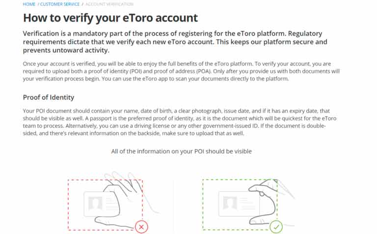eToro proof of identity