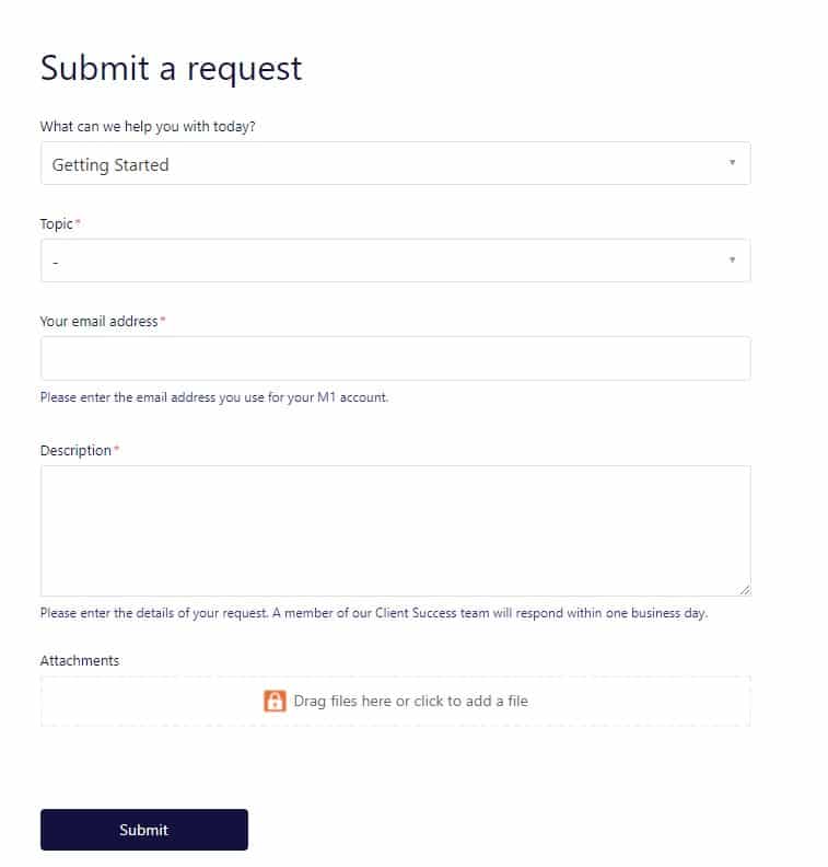 M1 Finance submit a request