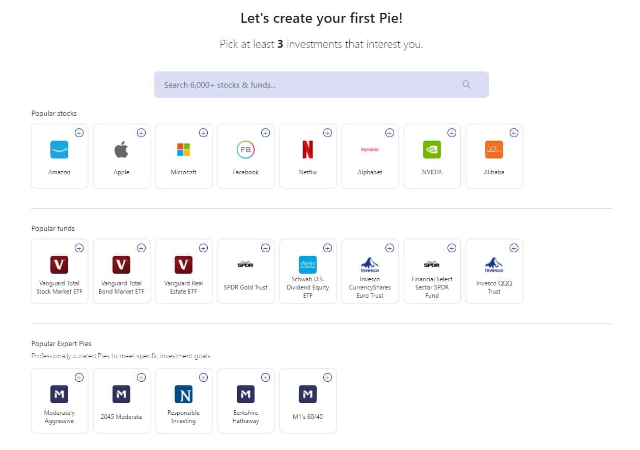M1 Finance review select your pie