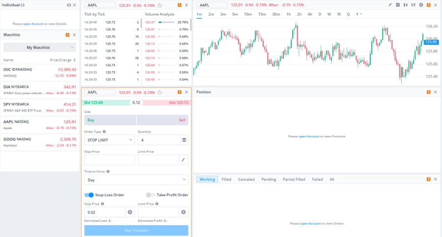 Webull trading window