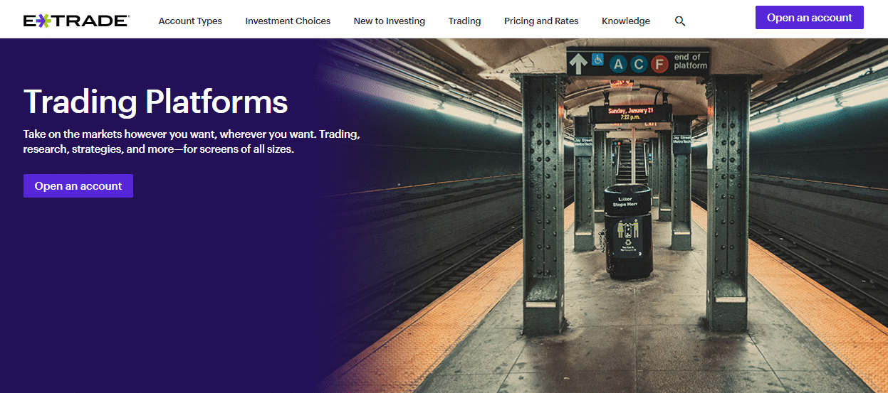 eTrade homepage