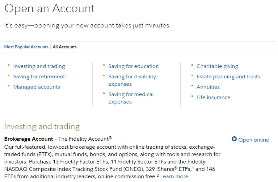 Fidelity account types