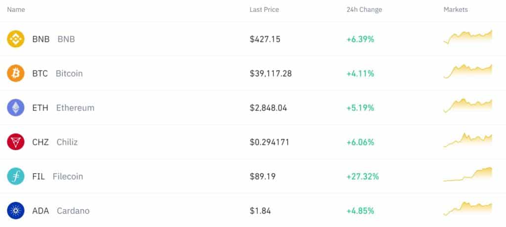 Binance crypto trading platform