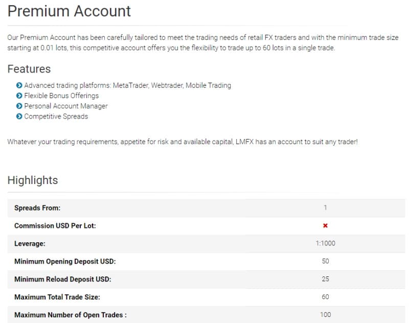 LMFX premium account