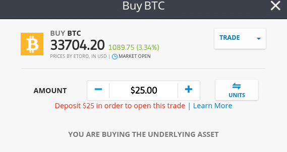 buy bitcoin etoro exchange