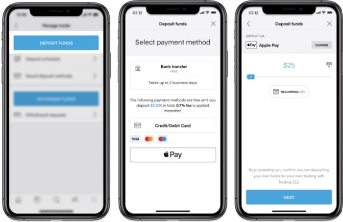 Trading 212 deposit funds into your trading account via the mobile trading app