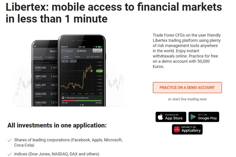 Aplikacija za mobilno trgovanje Libertex