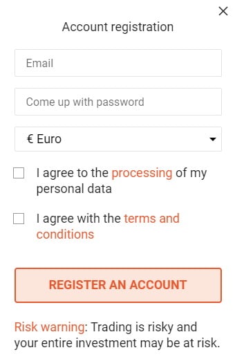 Registrácia účtu na Libertex - formulár