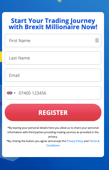 Brexit Millionaire Signup