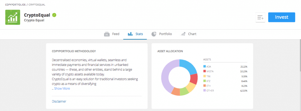 Funkcia CopyPortfolio na eToro - portfólio kryptomien CryptoEqual