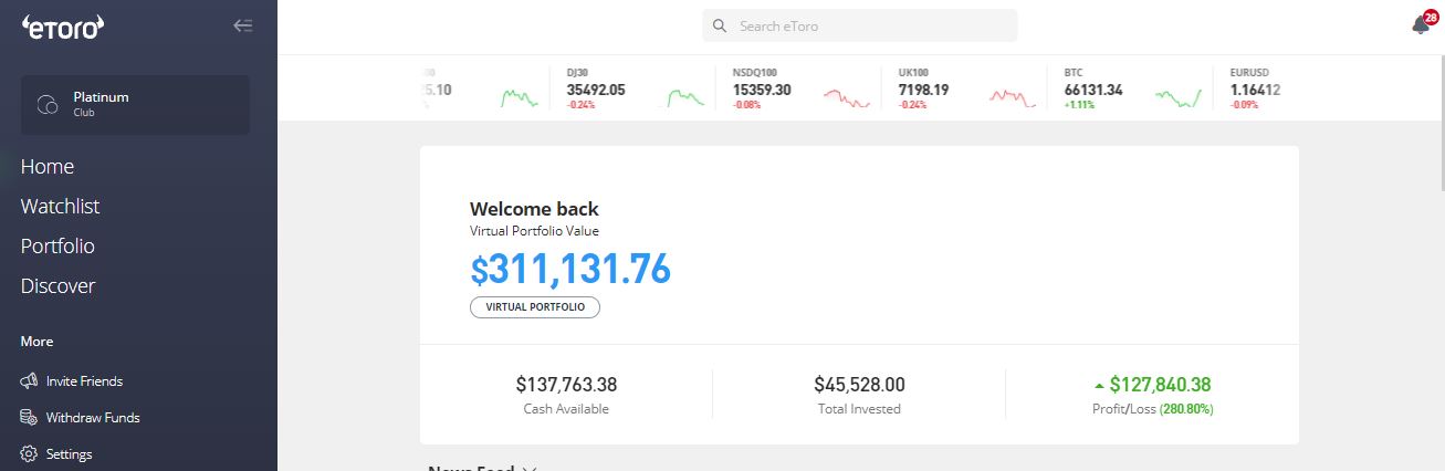 eToro demo account