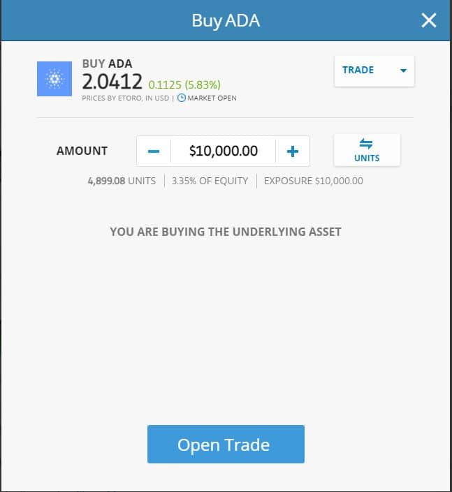 Buy ADA eToro