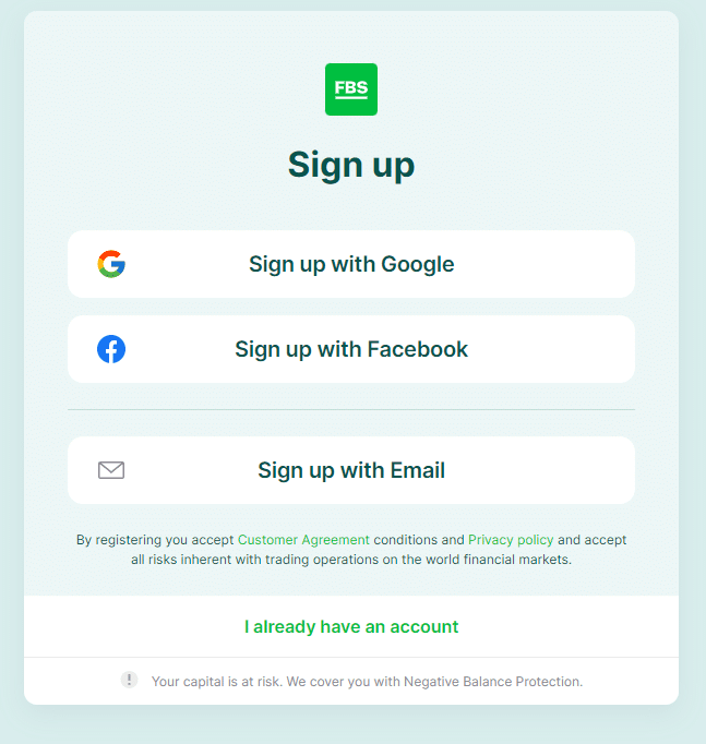 fbs signup page