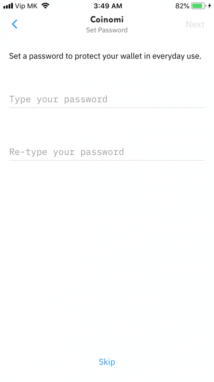 coinomi heslo
