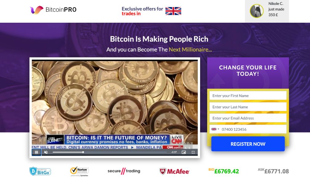 Bitcoin Pro sign up