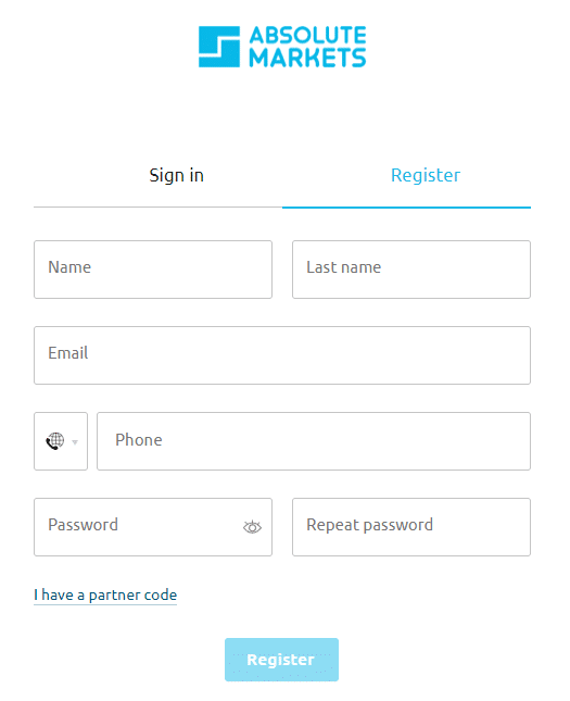 absolute markets registration form