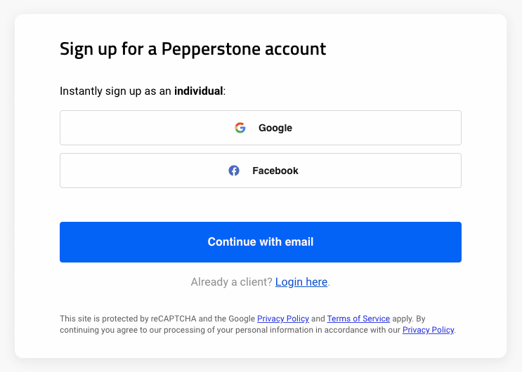 Pepperstone registration