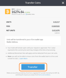 Transfer your crypto to a wallet