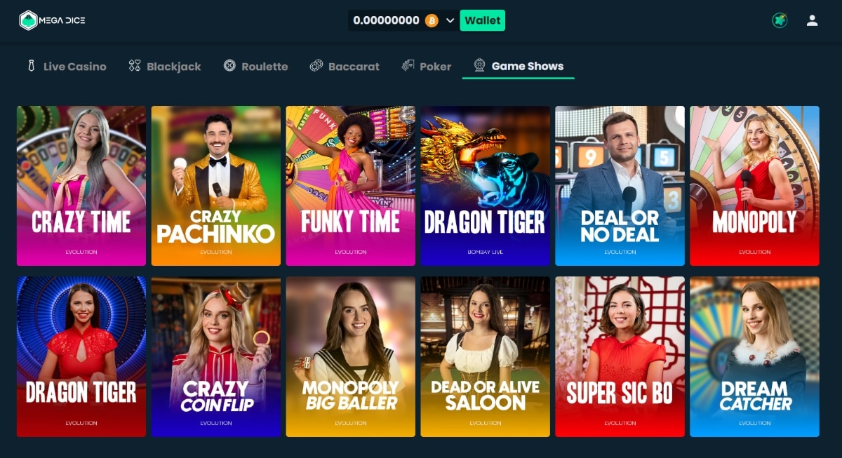 Mega Dice casino Live Game Shows