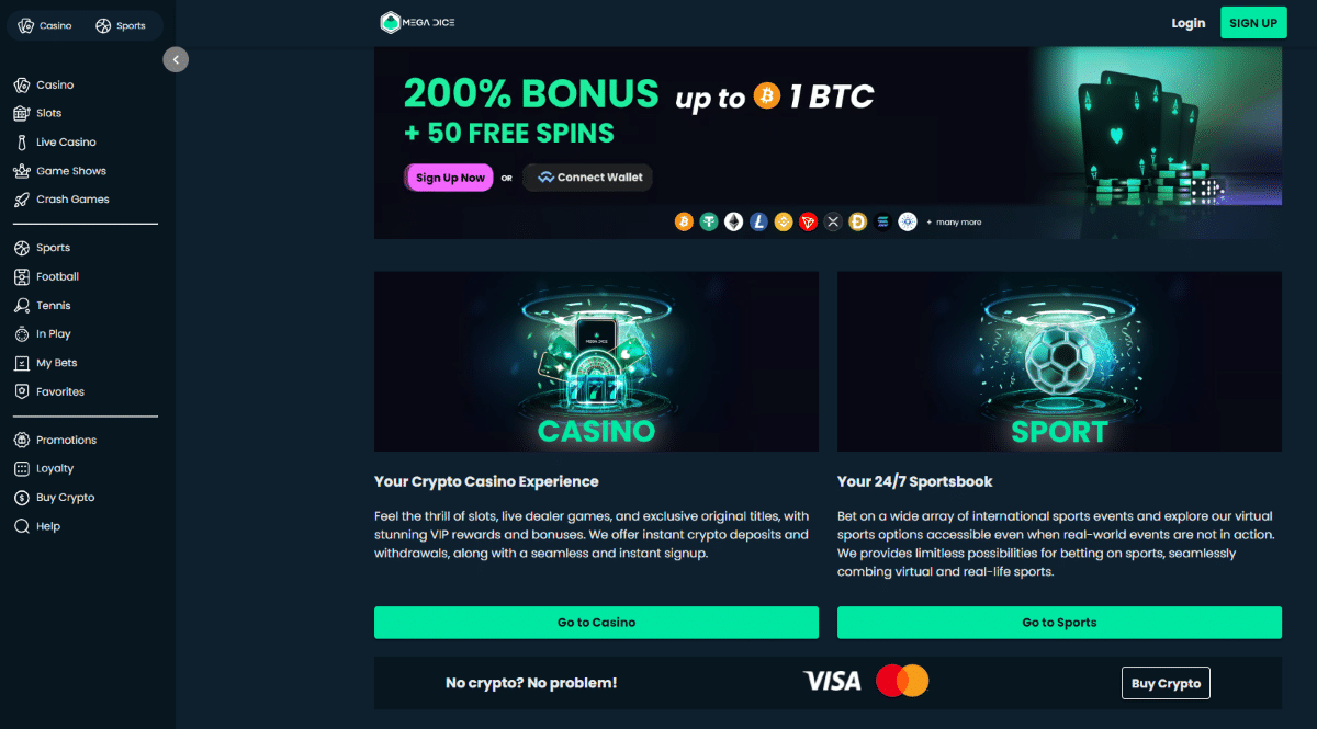 Mega Dice Landing Page Mega Dice Casino Review