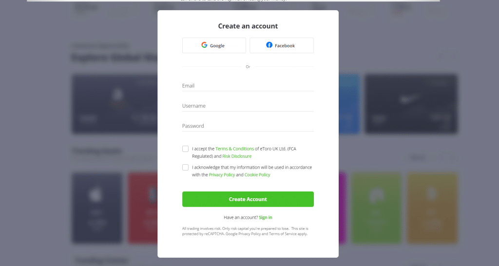 Create an eToro account to buy Rivian stock